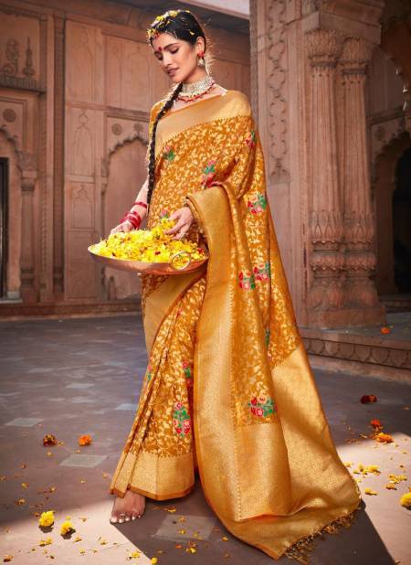 Orange Colour RAJYOG AARDHANGINI SILK Heavy Fancy Festive Wear Latest Designer Saree Collection 18001